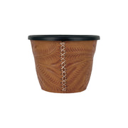 American West at Home 5.5" Round Planter with Tooled Leather - Small