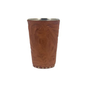 American West at Home Large Small Stainless Steel Cup with Tooled Leather