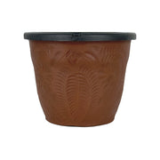 American West at Home 6.5" Round Planter with Tooled Leather - Medium