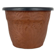 American West at Home 10" Round Planter with Tooled Leather - Large