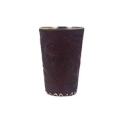American West at Home Large Small Stainless Steel Cup with Tooled Leather