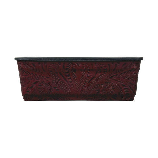 American West at Home 14" Rectangle Planter with Tooled Leather - Medium