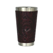 American West at Home Thermos Stainless Steel Cup with Tooled Leather