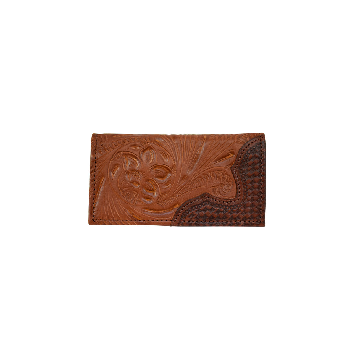 Western Style Mexican Hand Tooled Embossed Bi-Fold Leather Wallet Mexico  Vintage