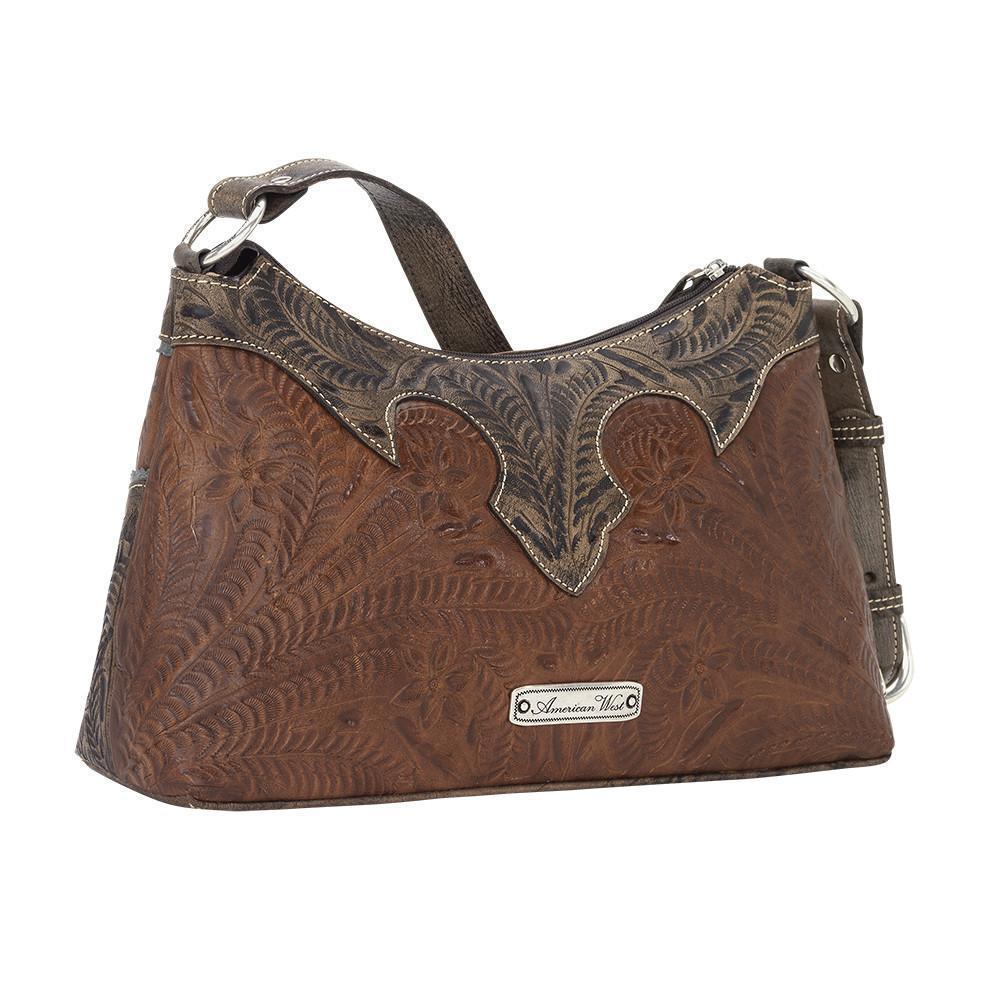 American West Texas Rose Crossbody Tote outlets Western Tooled Leather Handbag